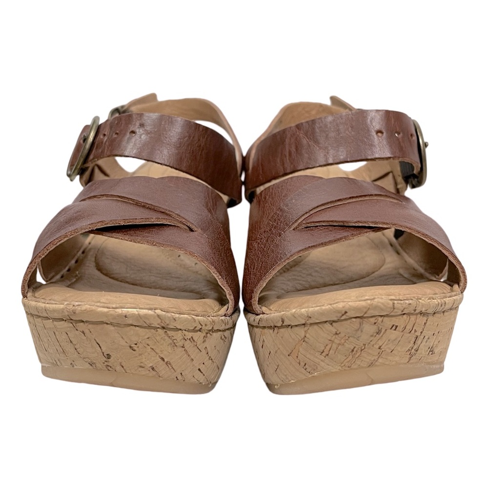 Born Womens Emmy Quarter Strappy Cork Wedge Sandals Leather Platform EUC - Picture 3 of 8